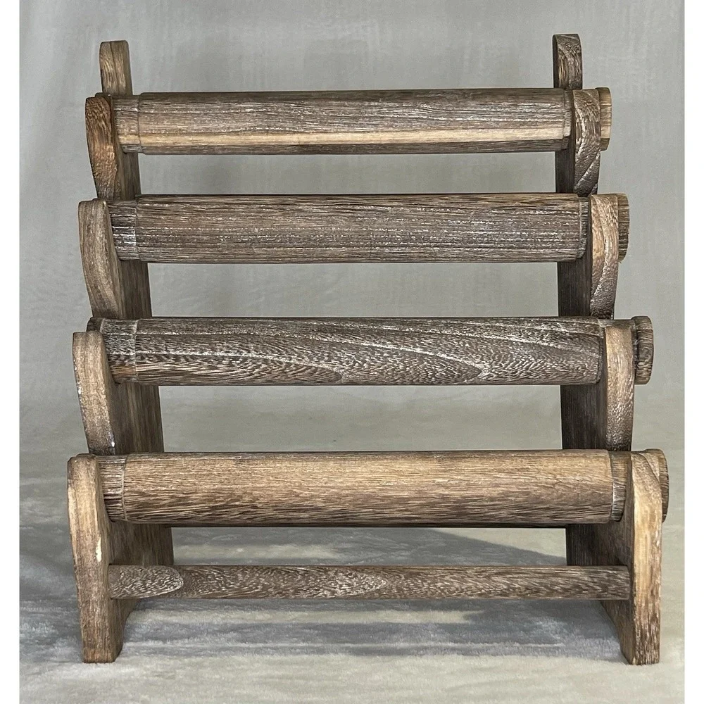 Antique Inspired 4 Tier Wooden Jewelry Display Stand Bracelets Watches Scrunchie